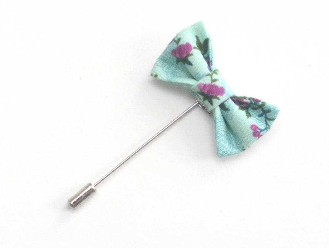 Green Purple Floral Bow tie Lapel pin