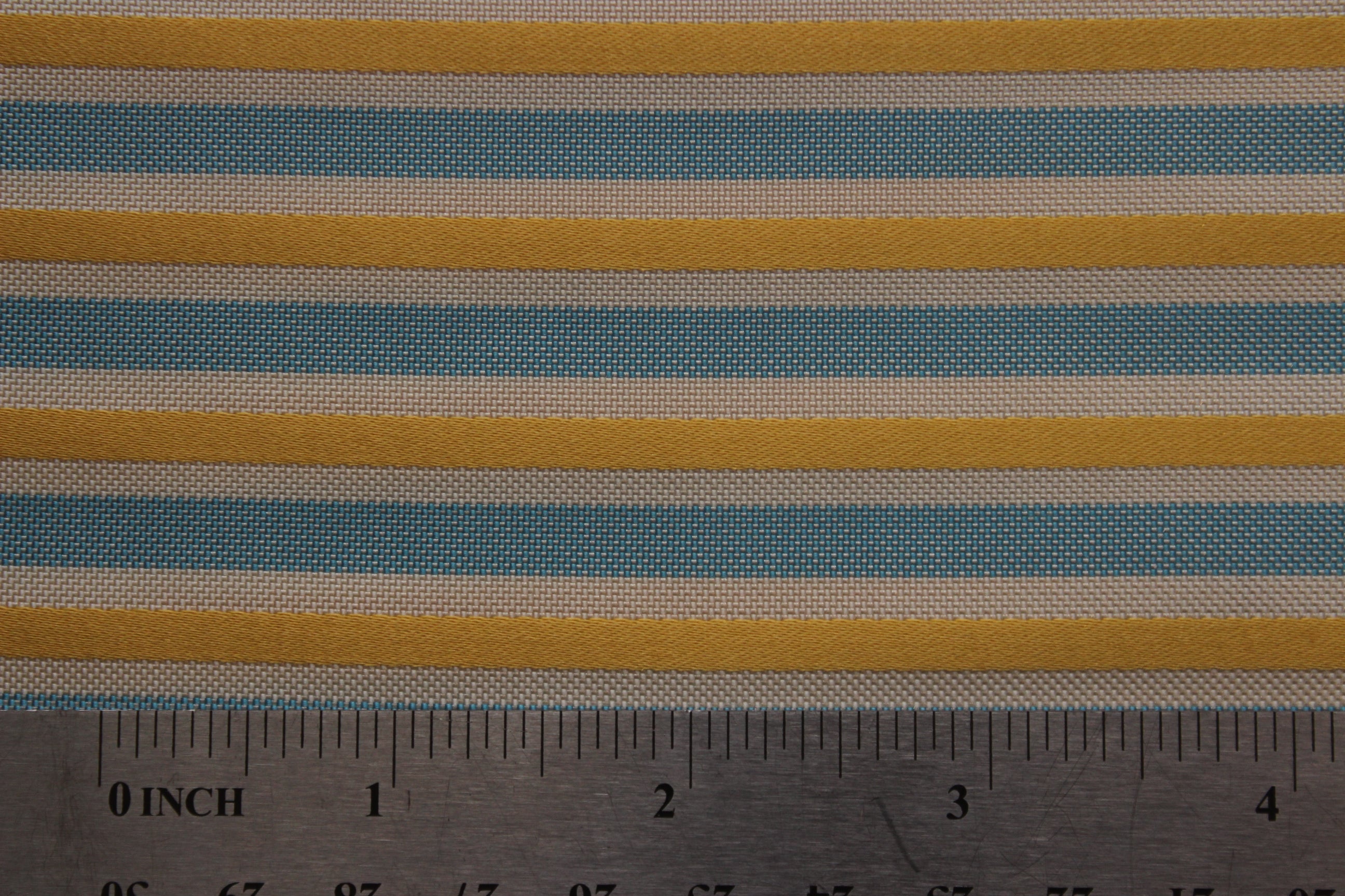 Yellow White Blue Stripe Silk Fabric Piece 20"L x 27"W