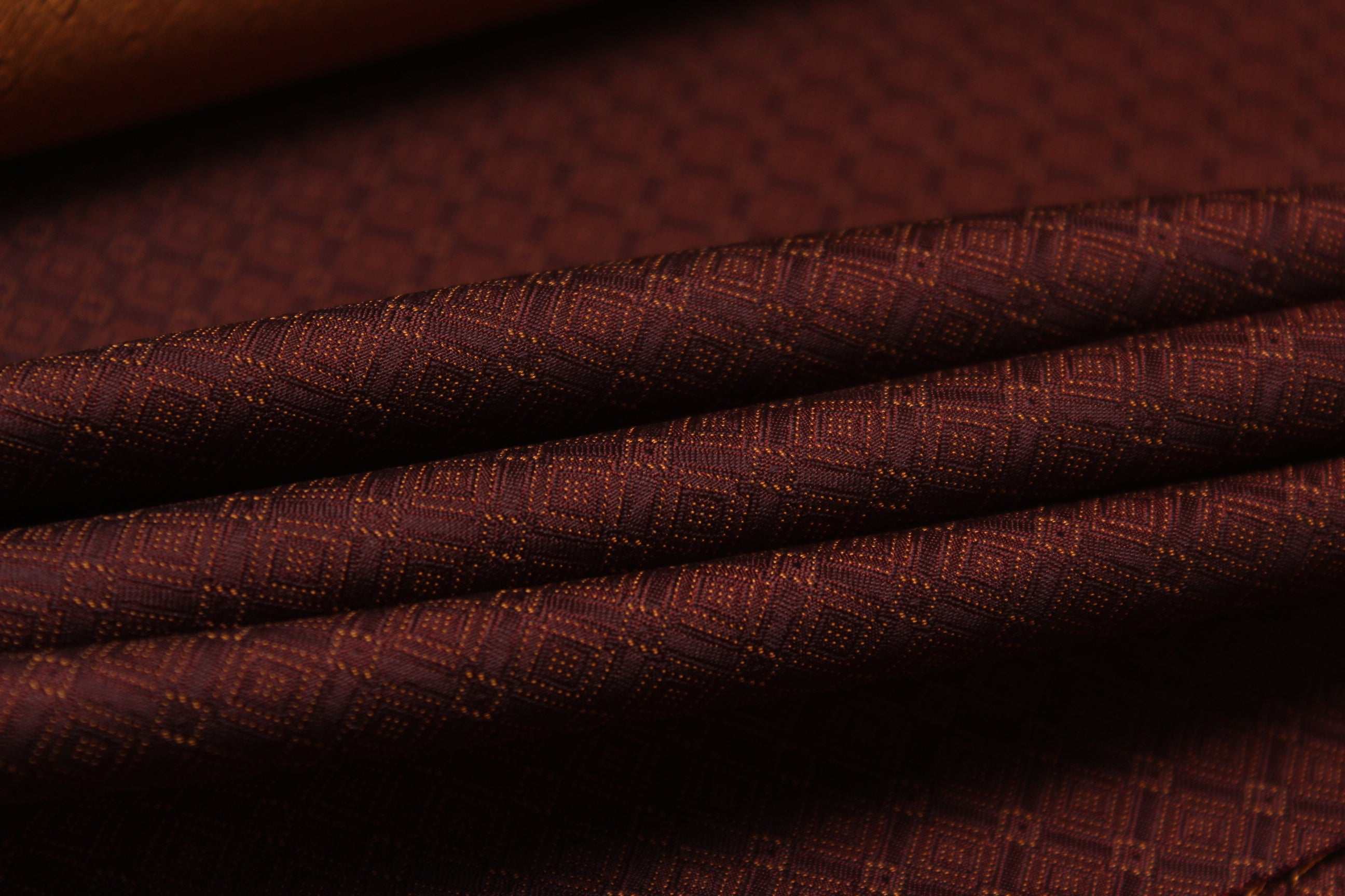 Brown Mustard Reversible Silk Fabric