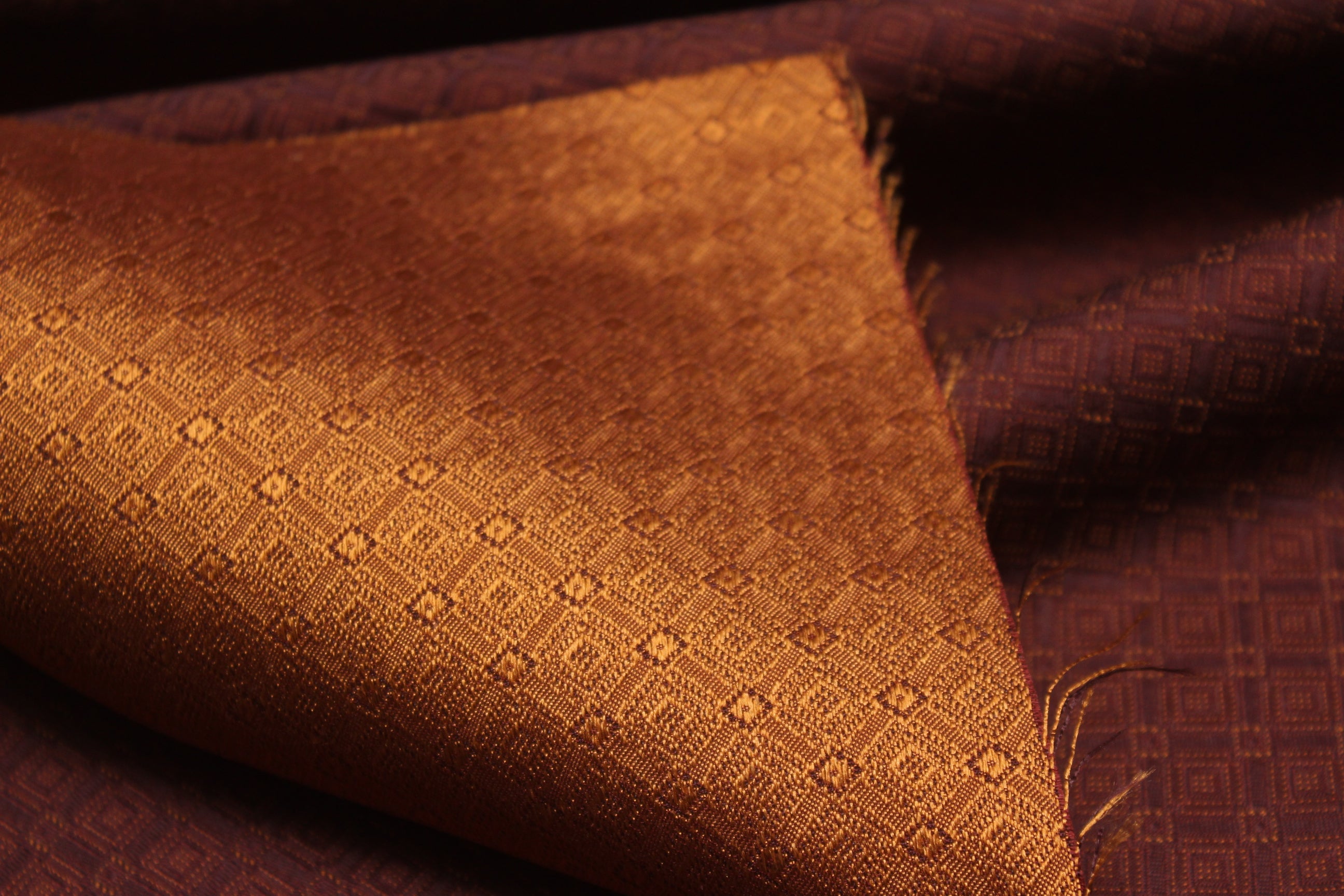 Brown Mustard Reversible Silk Fabric