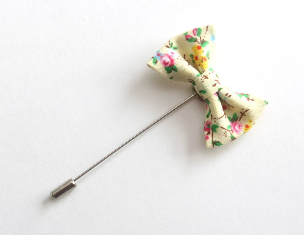 Yellow Floral Bow tie Lapel pin