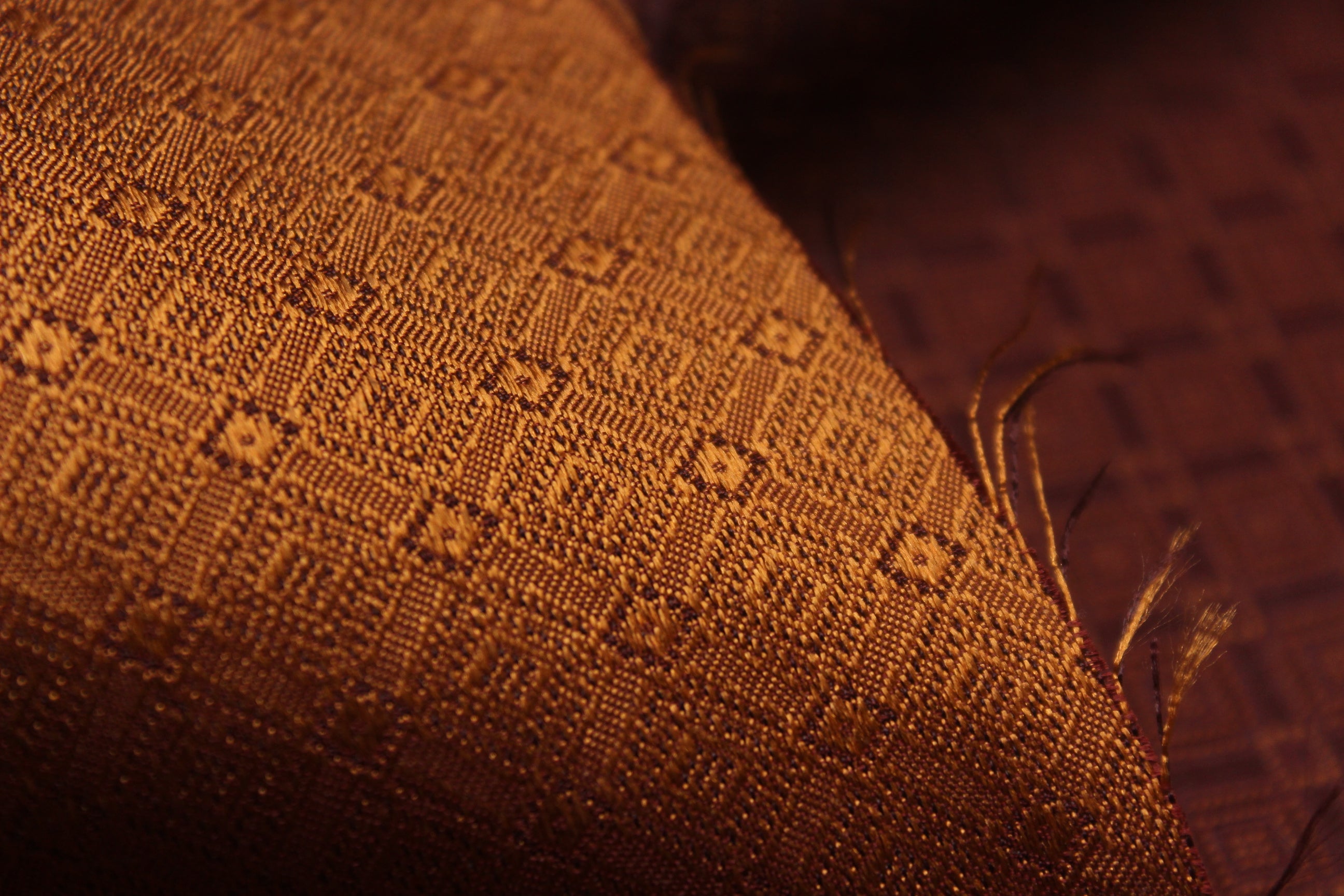 Brown Mustard Reversible Silk Fabric