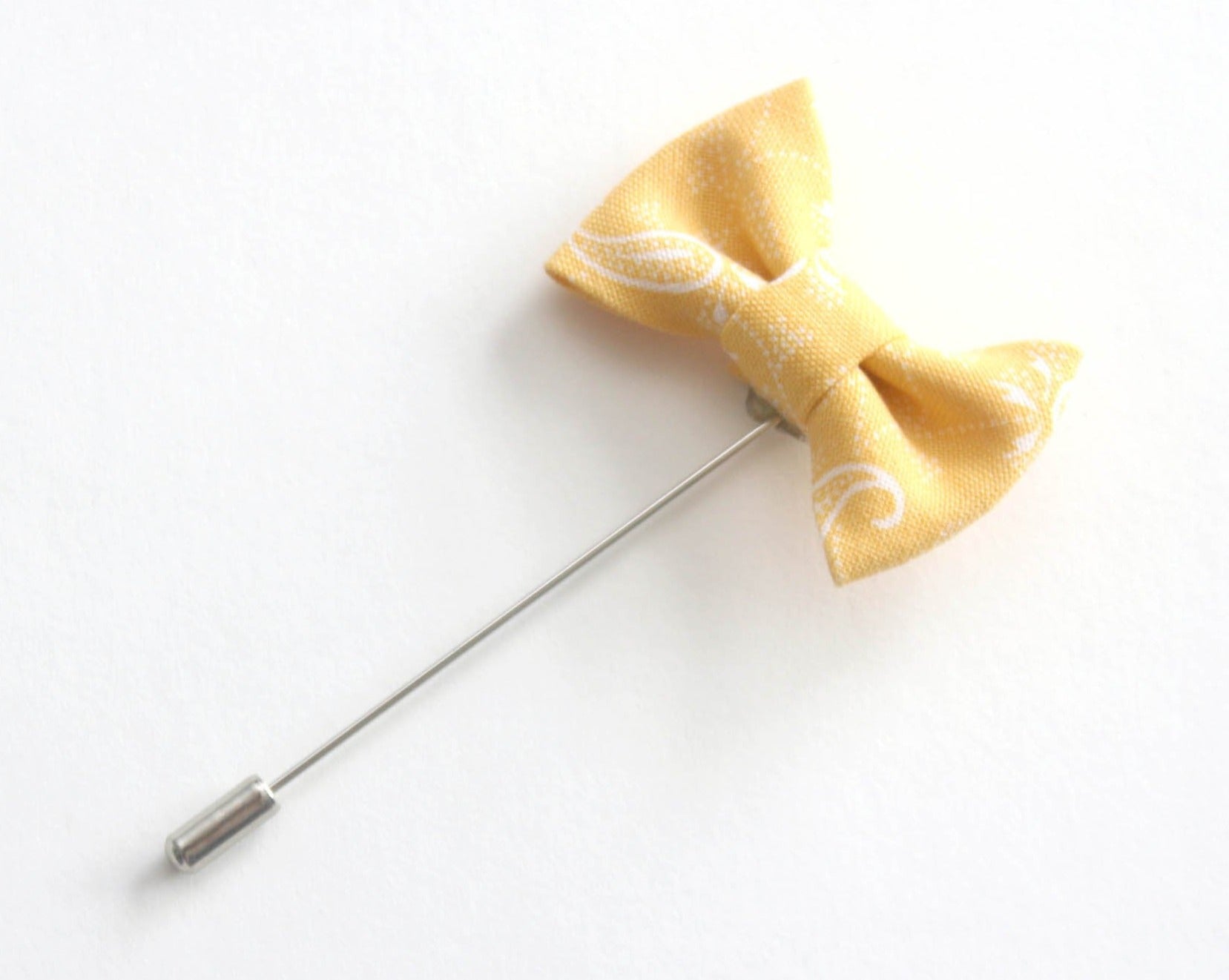 Yellow Paisley Bow tie Lapel pin