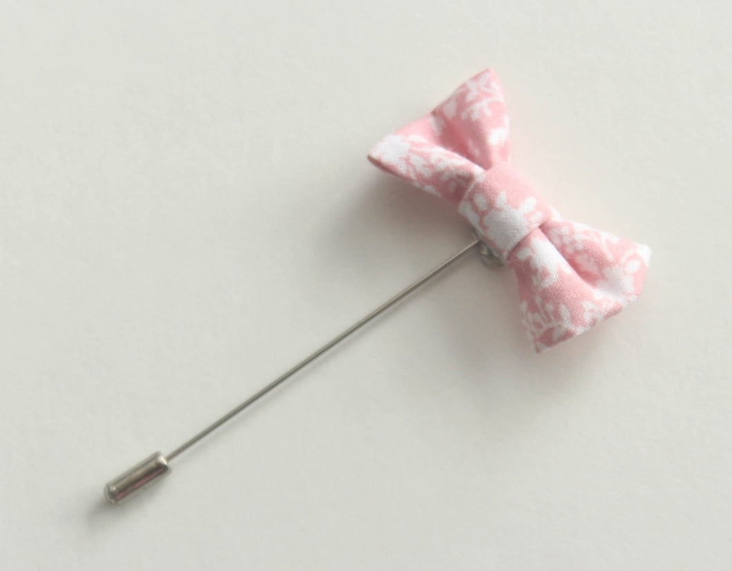 Pink Floral Bow tie Lapel pin