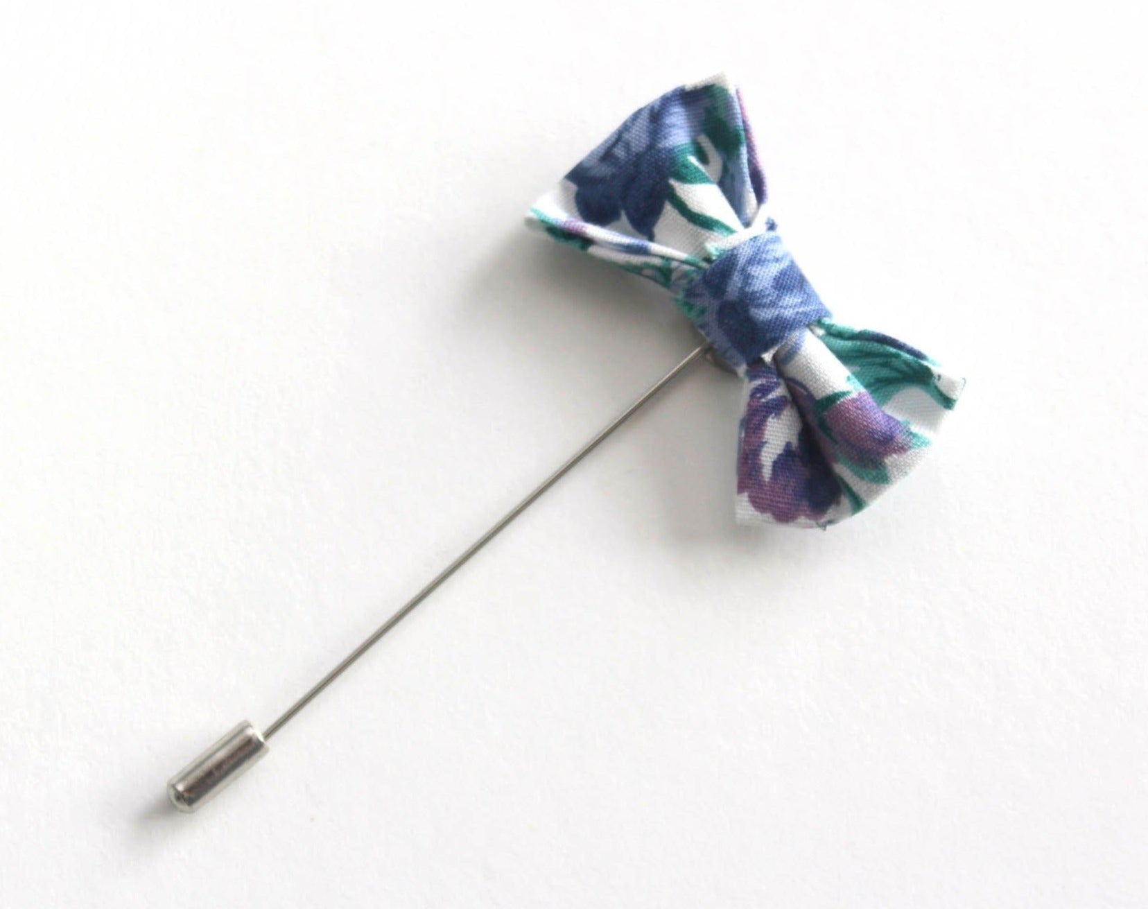 Blue Floral Bow tie Lapel pin