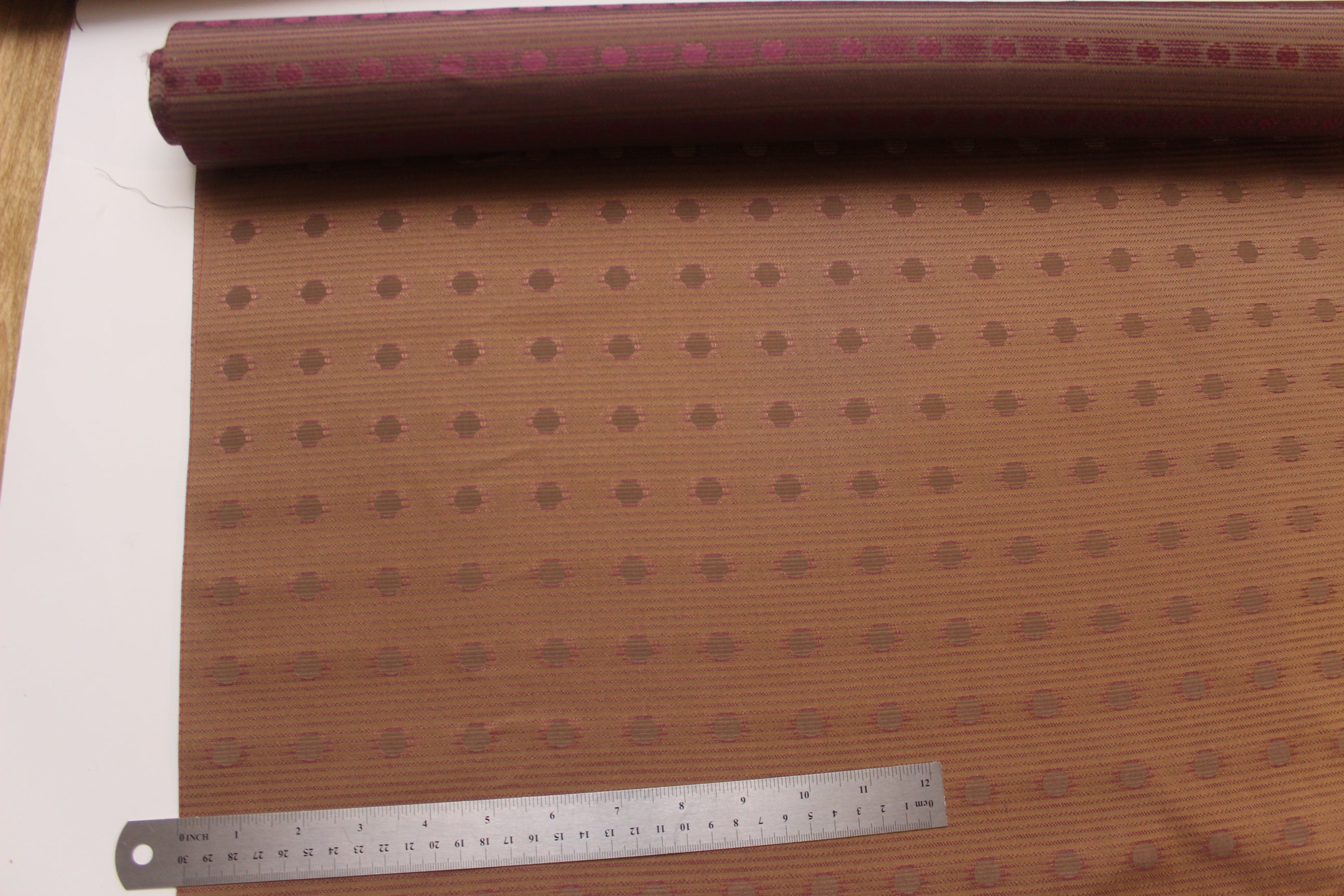 Polka Dot Brown Dusty Fuchsia Silk Fabric