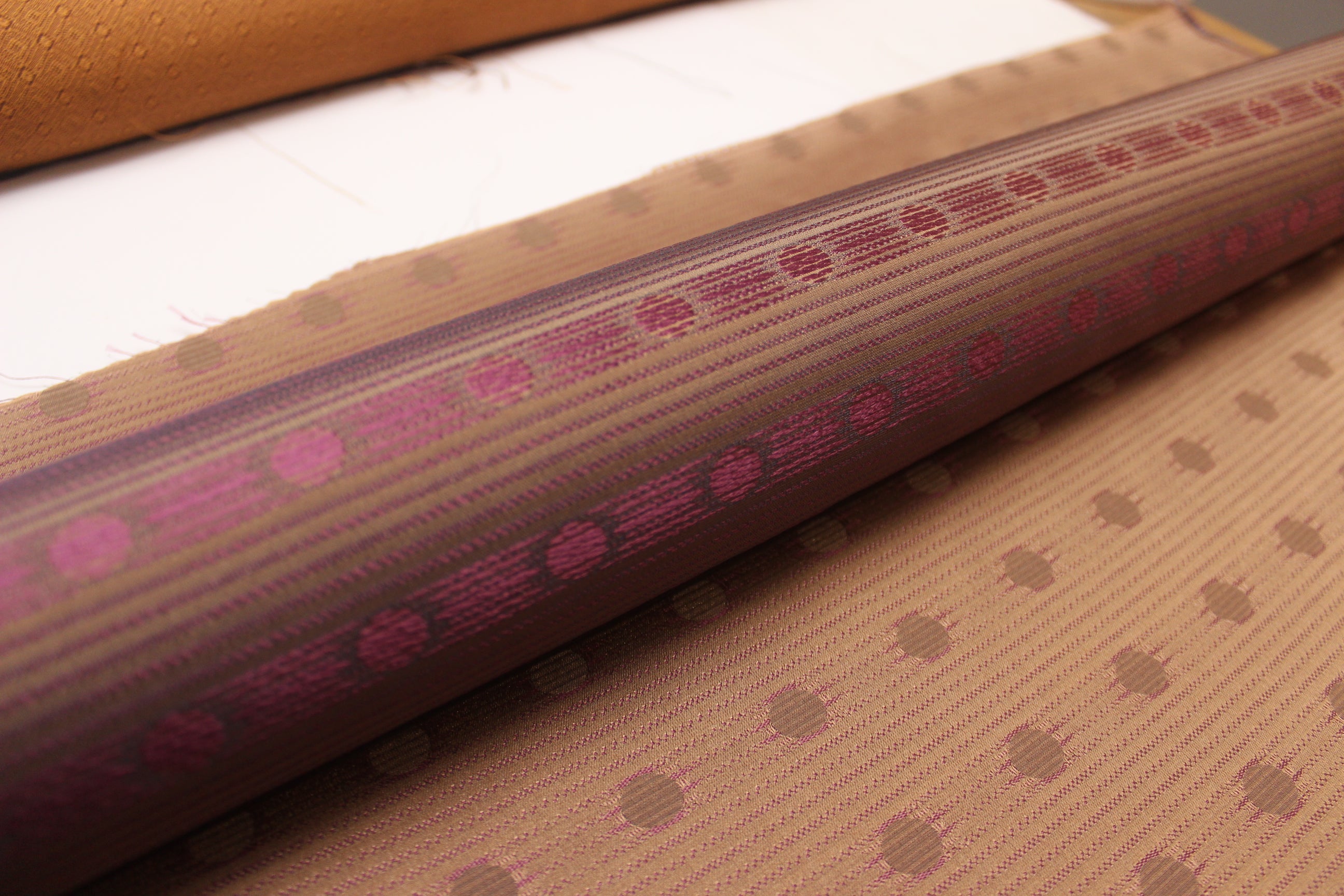 Polka Dot Brown Dusty Fuchsia Silk Fabric