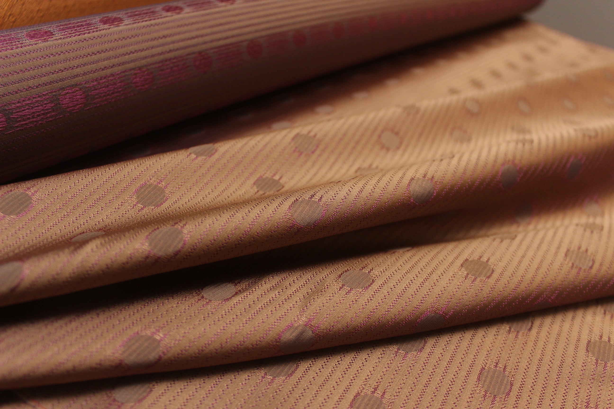 Polka Dot Brown Dusty Fuchsia Silk Fabric
