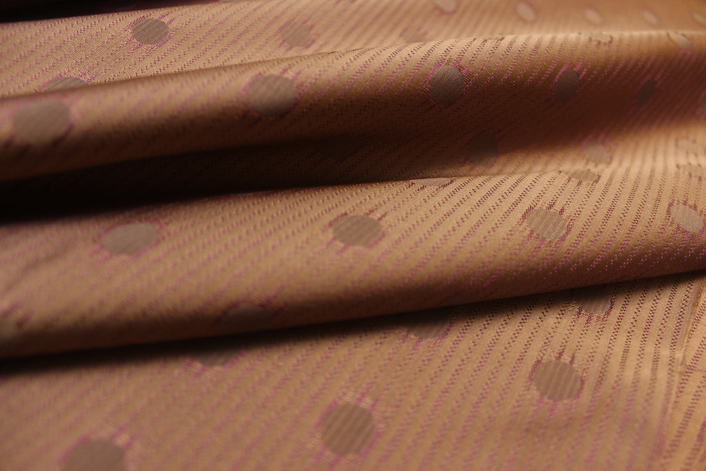 Polka Dot Brown Dusty Fuchsia Silk Fabric