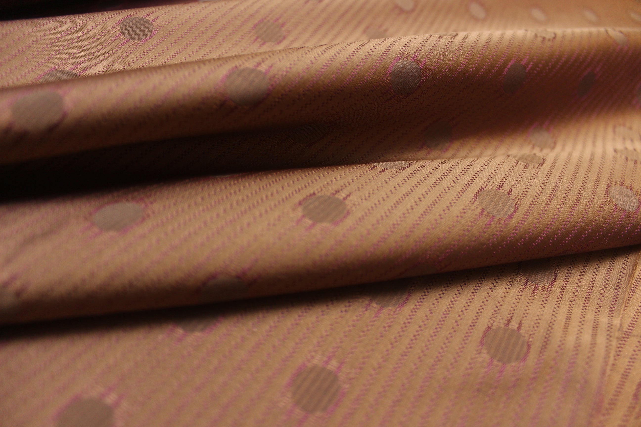 Polka Dot Brown Dusty Fuchsia Silk Fabric