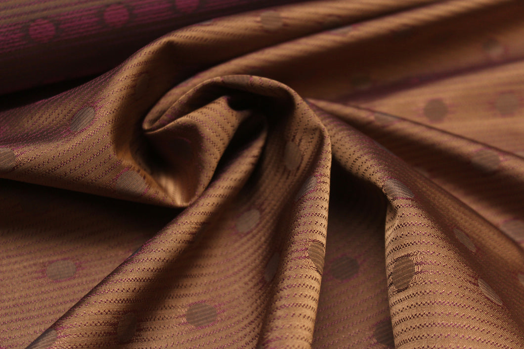 Polka Dot Brown Dusty Fuchsia Silk Fabric