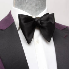Load image into Gallery viewer, Big Butterfly Satin Black 100%Silk Bow Tie
