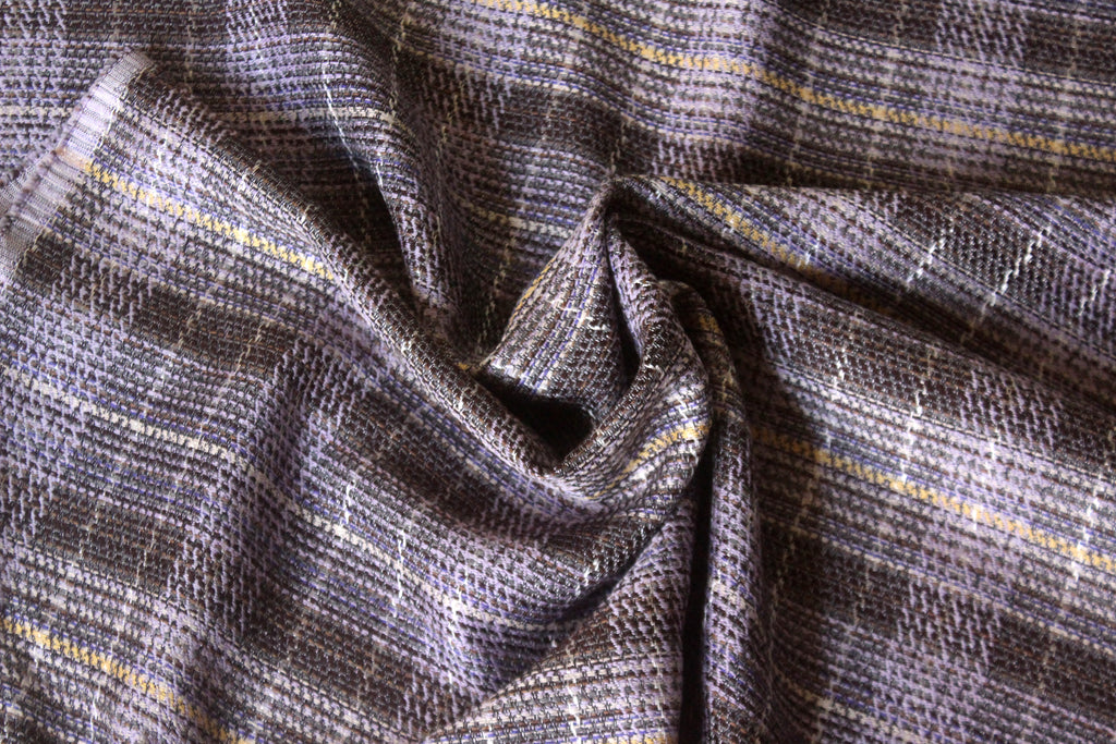 Grey Purple Plaid Woven Texture Silk Fabric