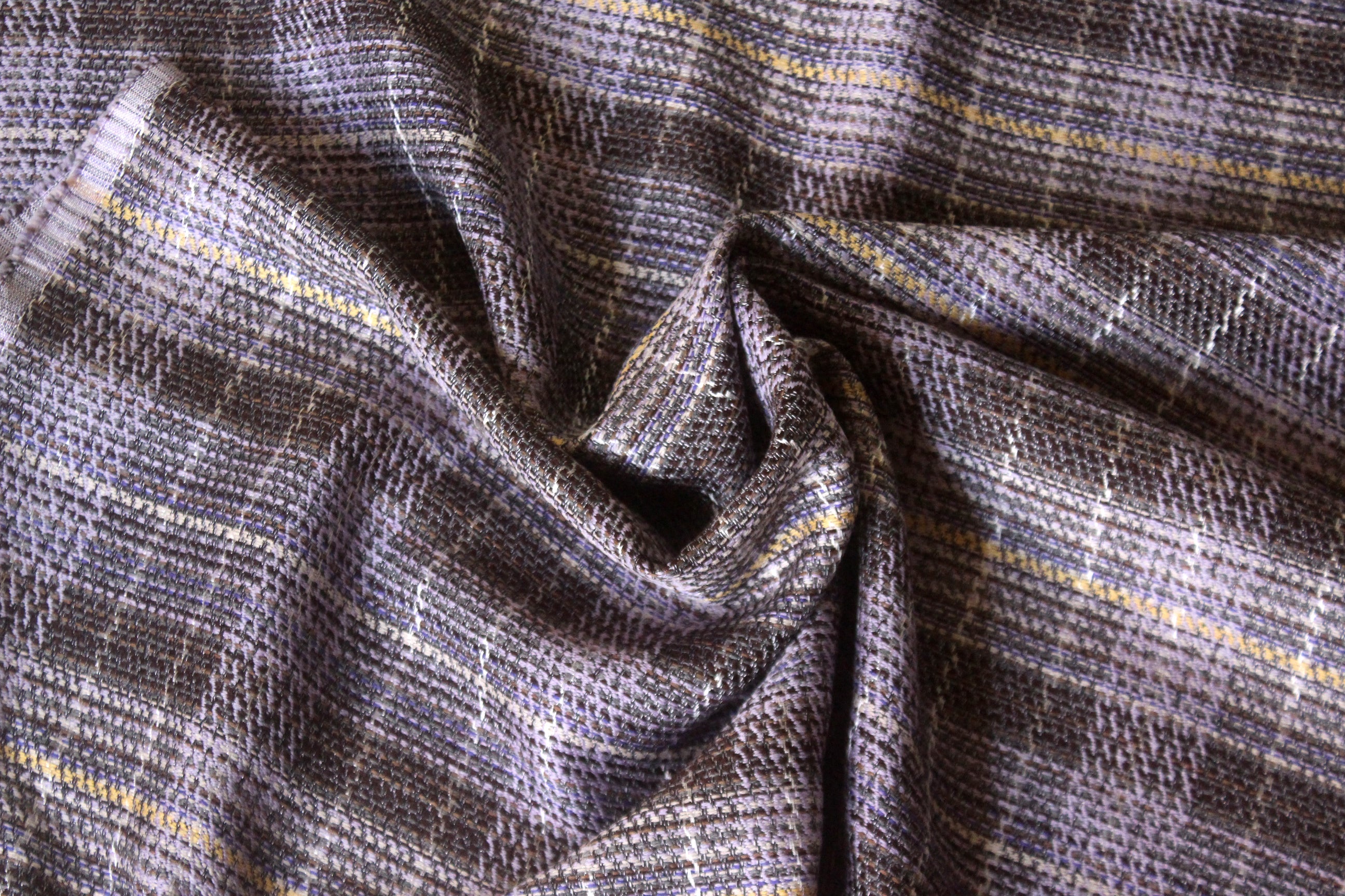 Grey Purple Plaid Woven Texture Silk Fabric