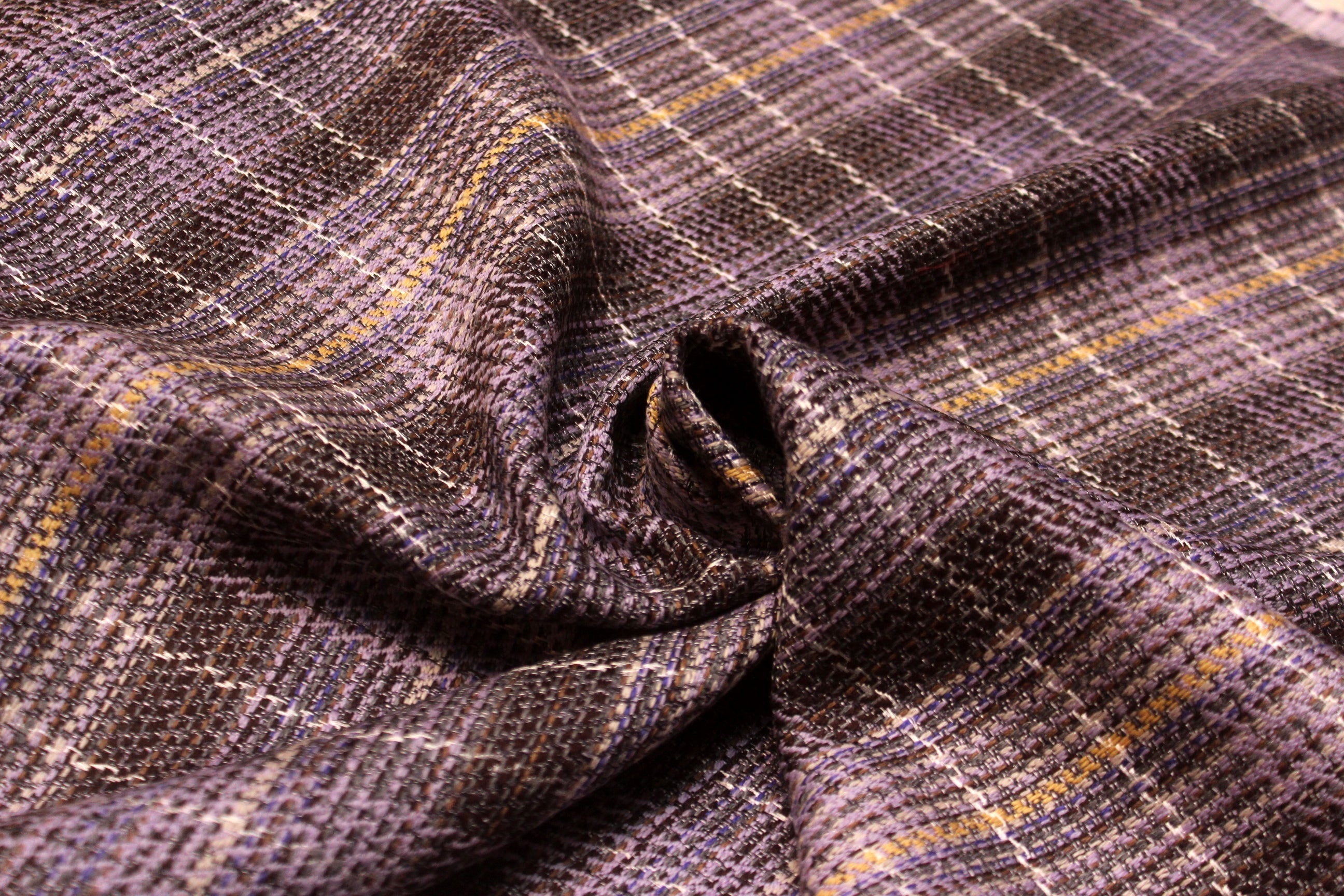 Grey Purple Plaid Woven Texture Silk Fabric