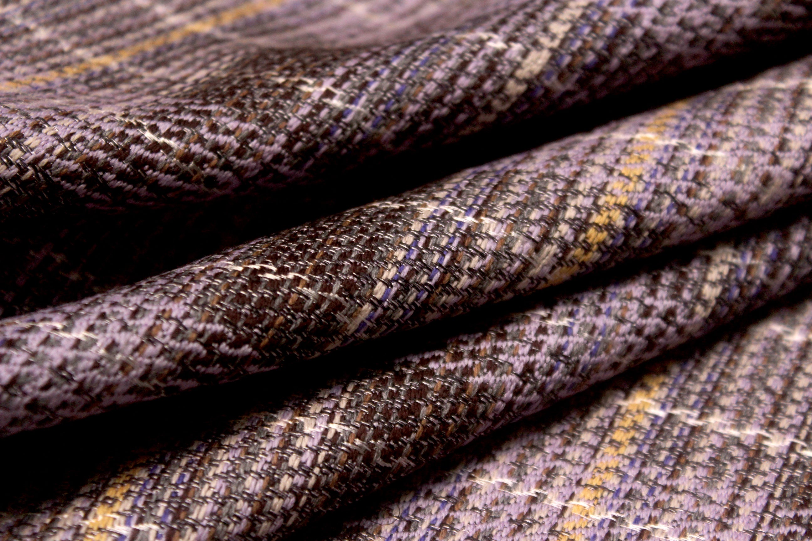 Grey Purple Plaid Woven Texture Silk Fabric