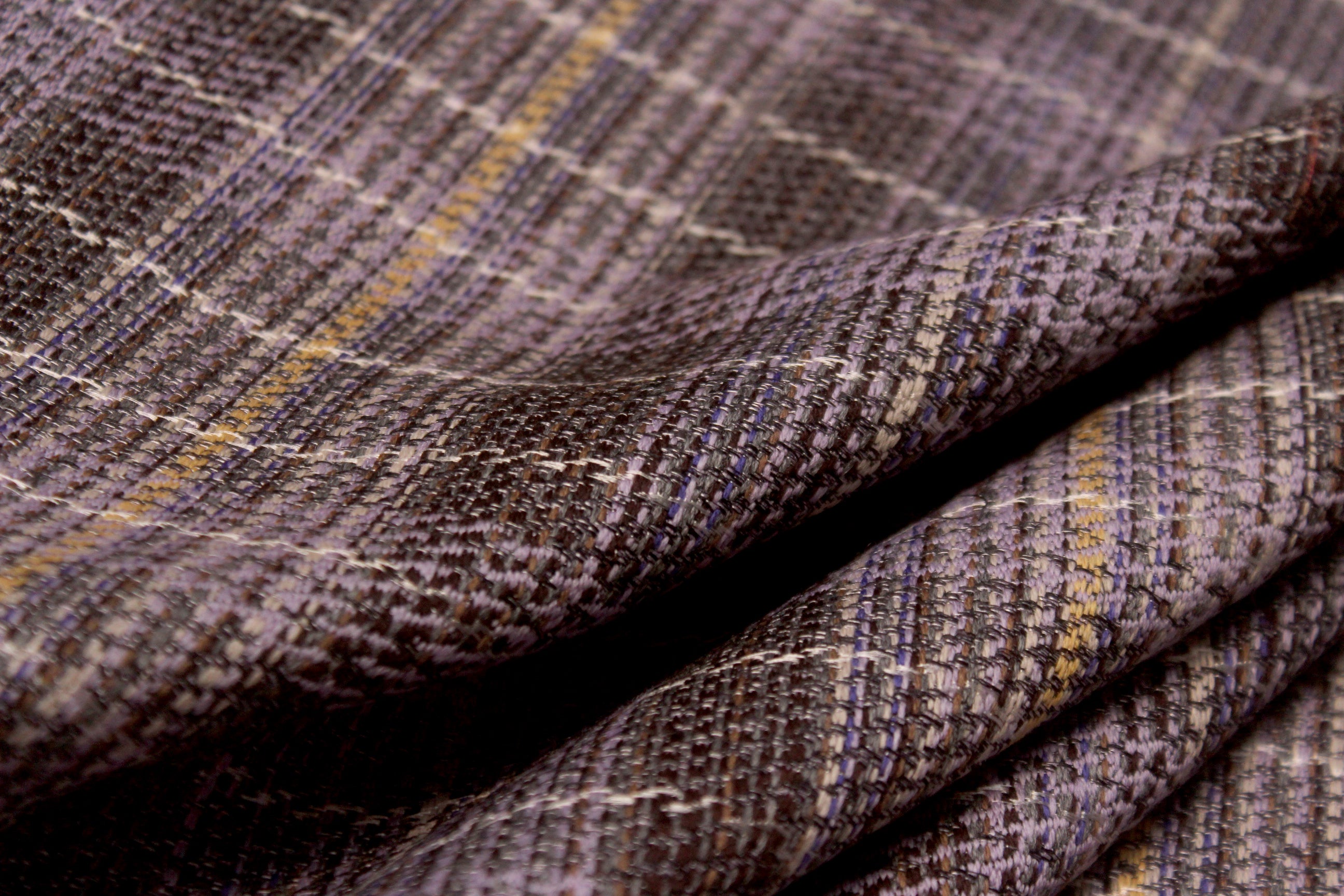 Grey Purple Plaid Woven Texture Silk Fabric