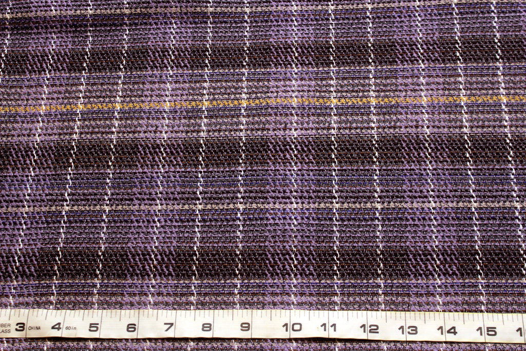 Grey Purple Plaid Woven Texture Silk Fabric