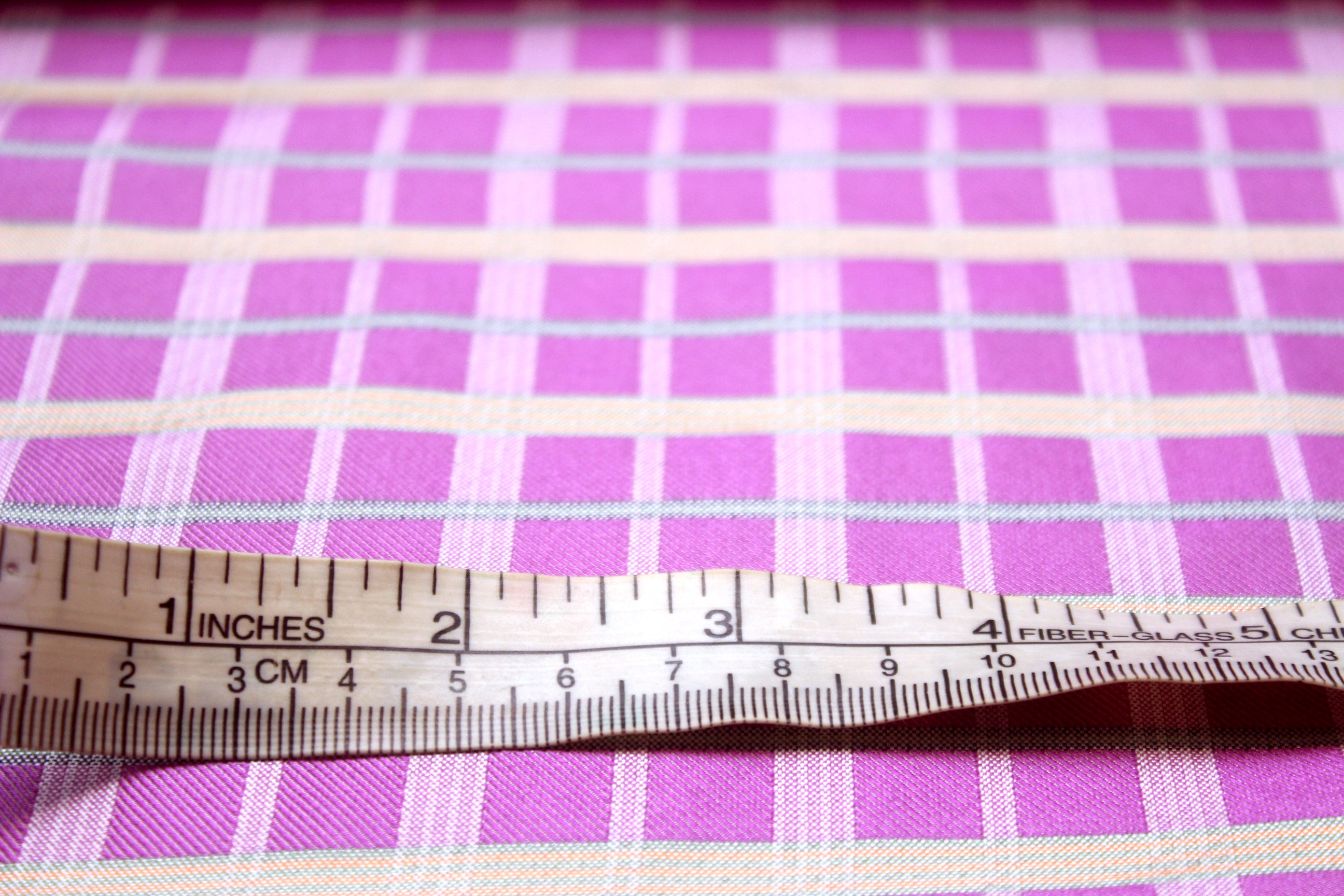 Purple Fuchsia Green Plaid Silk Fabric