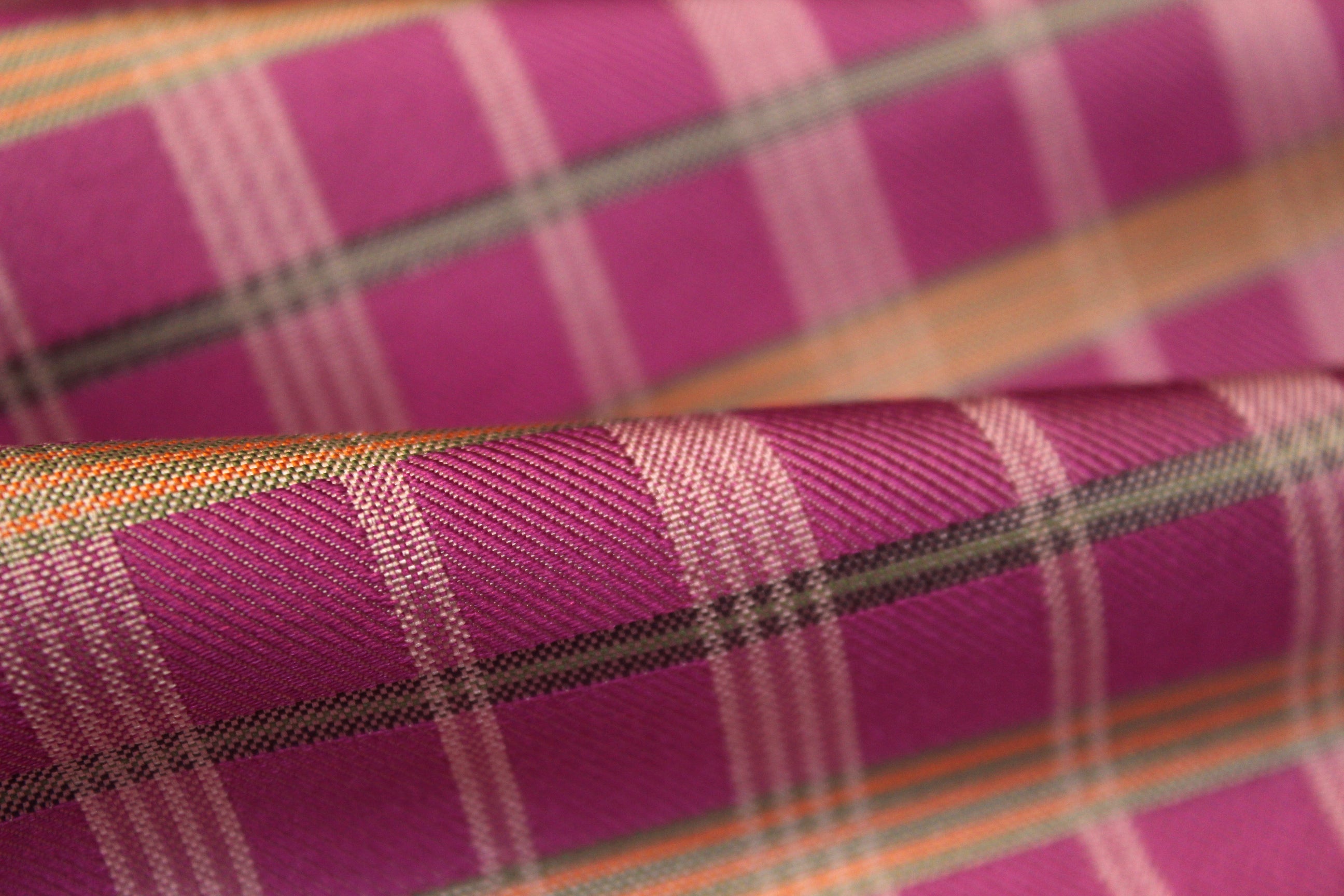 Purple Fuchsia Green Plaid Silk Fabric