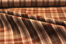 Load image into Gallery viewer, Brown Beige Plaid Silk Fabric
