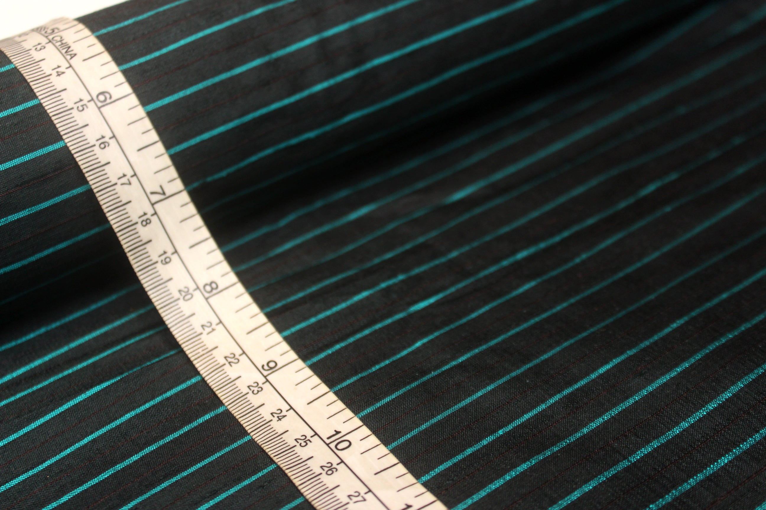 Grey Green Stripe Dupioni Silk Fabric