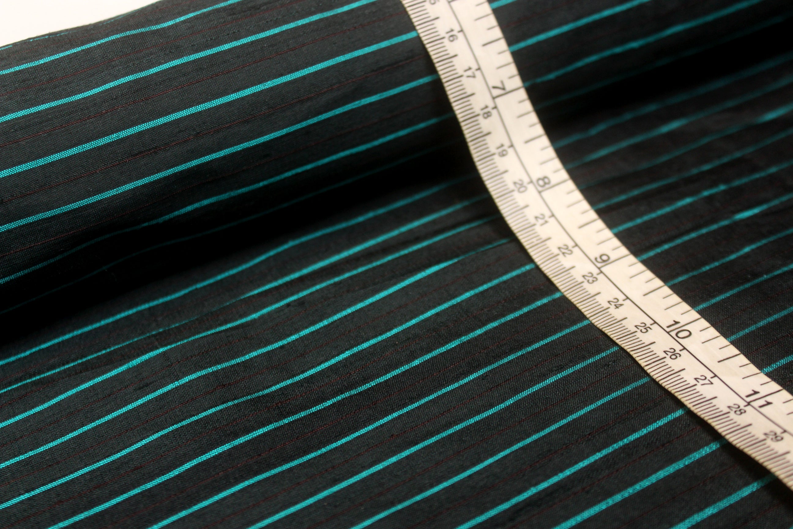 Grey Green Stripe Dupioni Silk Fabric