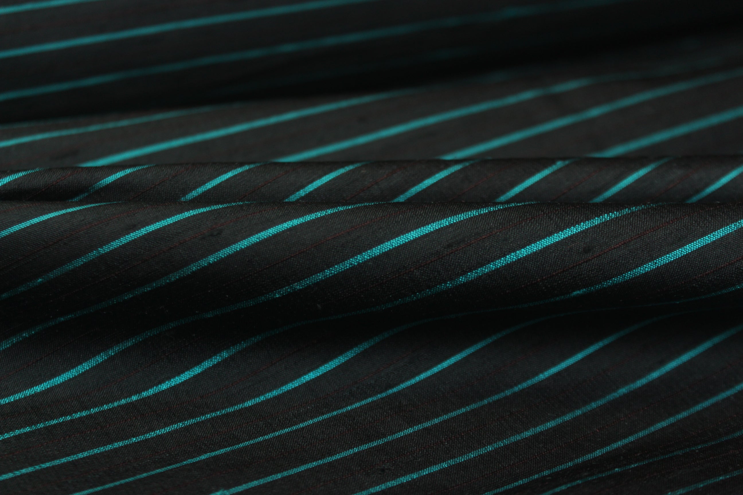 Grey Green Stripe Dupioni Silk Fabric