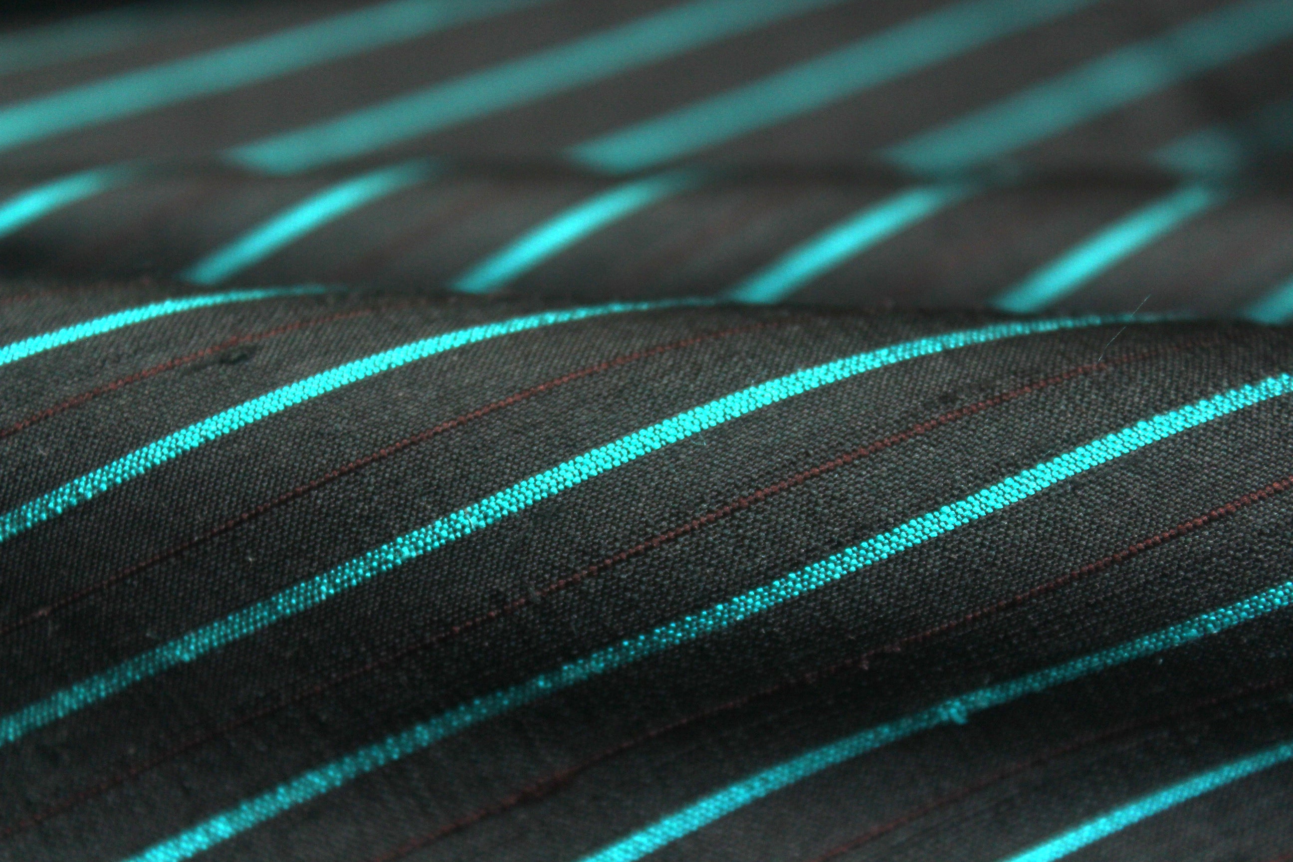 Grey Green Stripe Dupioni Silk Fabric
