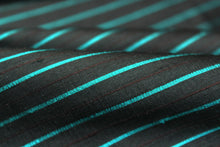 Load image into Gallery viewer, Grey Green Stripe Dupioni Silk Fabric
