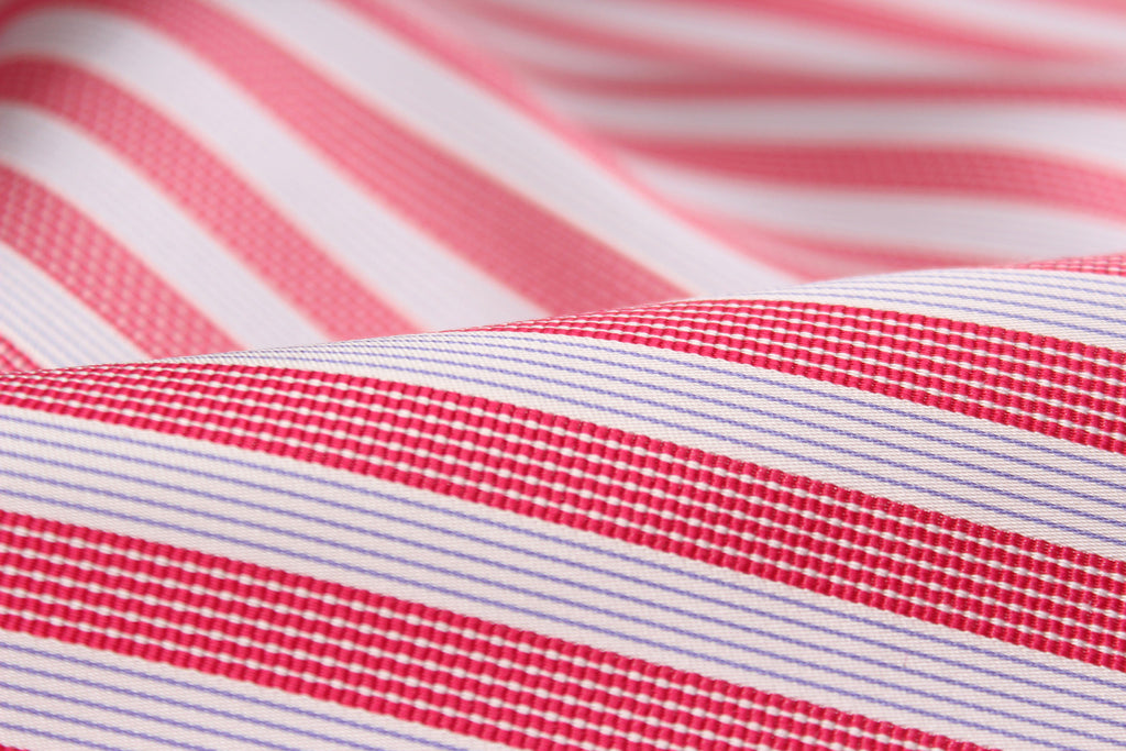 Pink Striped Italian Silk Fabric