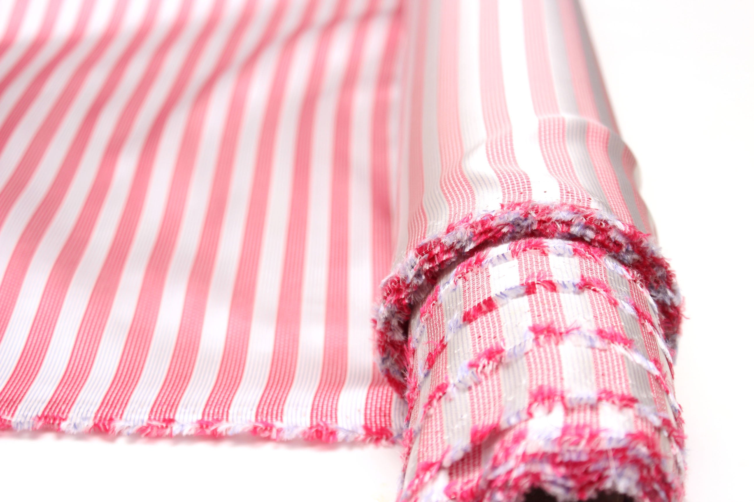 Pink Striped Italian Silk Fabric