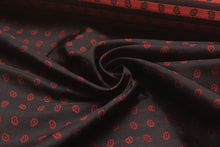 Load image into Gallery viewer, Red Black Paisley Ornament Silk Fabric
