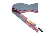 Load image into Gallery viewer, Grey Dusty Rose Polka Dot Reversible Self-Tie Bow Tie

