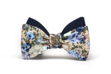 Load image into Gallery viewer, Blue Floral Reversible Self-Tie Bow Tie
