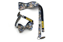 Load image into Gallery viewer, Blue Floral Reversible Self-Tie Bow Tie
