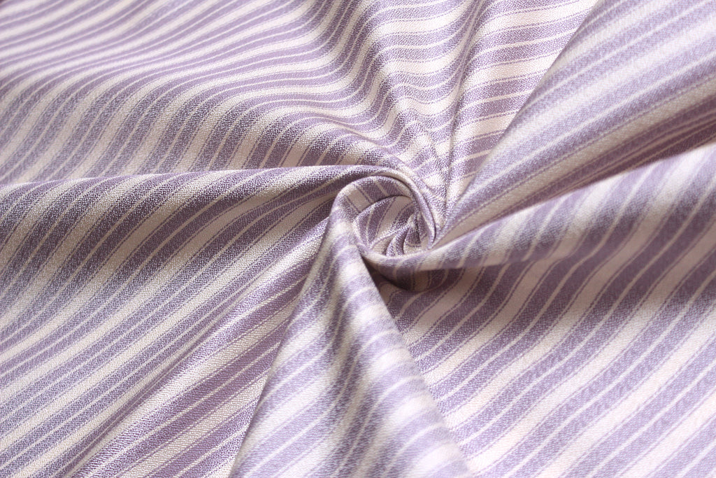 Lavender Beige Stripe Silk Fabric