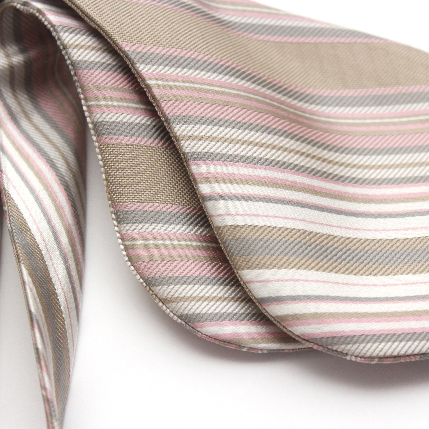 Big Butterfly Beige Striped Silk Bow Tie