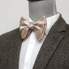 Load image into Gallery viewer, Big Butterfly Beige Striped Silk Bow Tie
