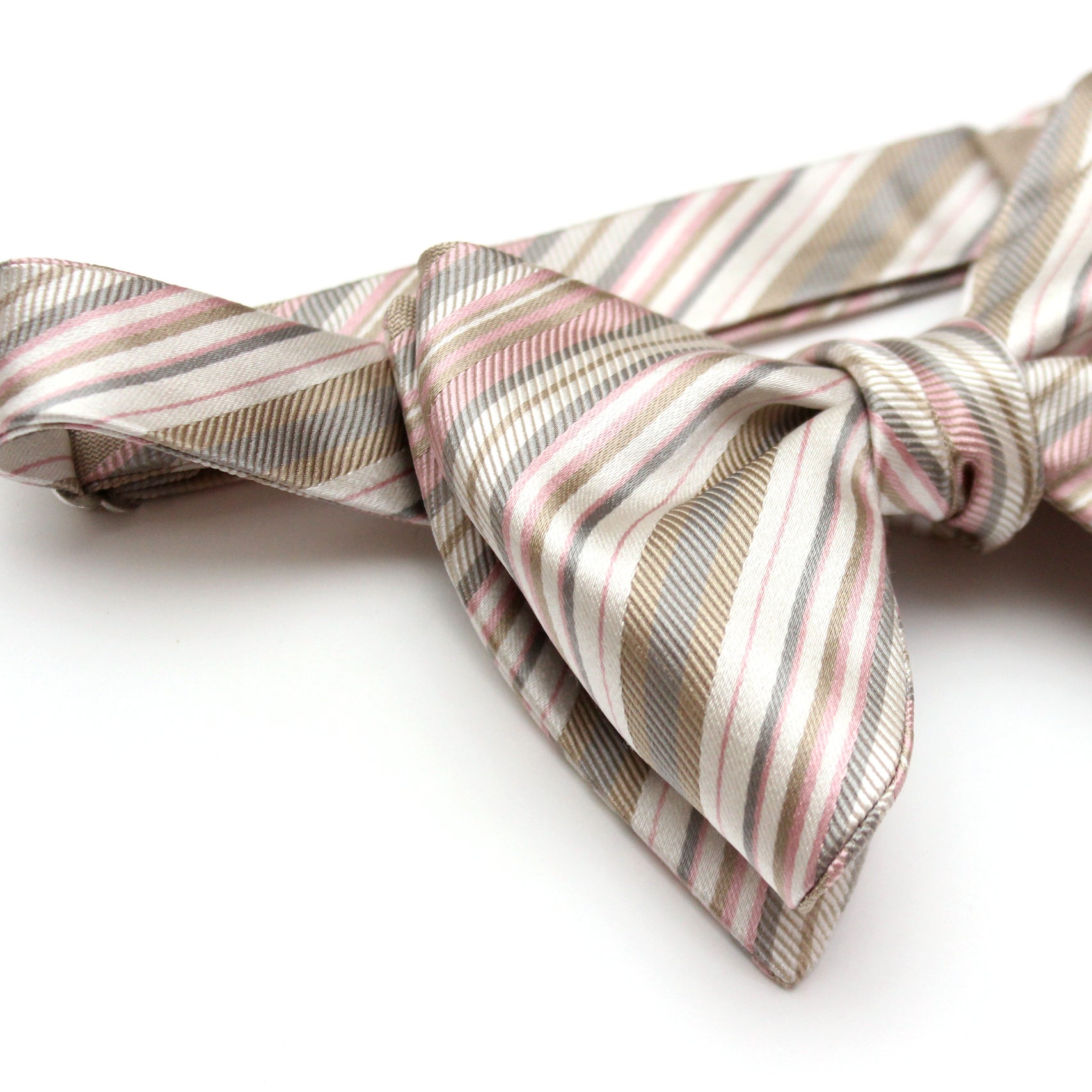 Big Butterfly Beige Striped Silk Bow Tie