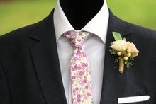Load image into Gallery viewer, Lavender Purple Floral Cotton Necktie
