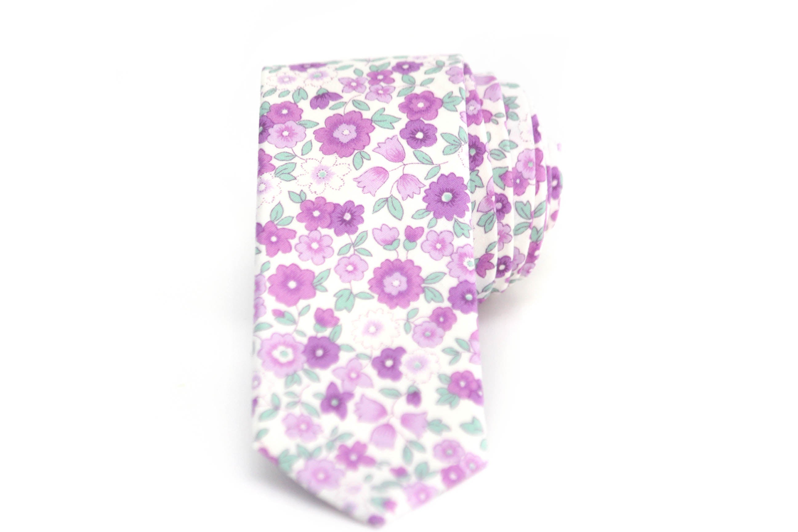 Lavender Purple Floral Cotton Necktie
