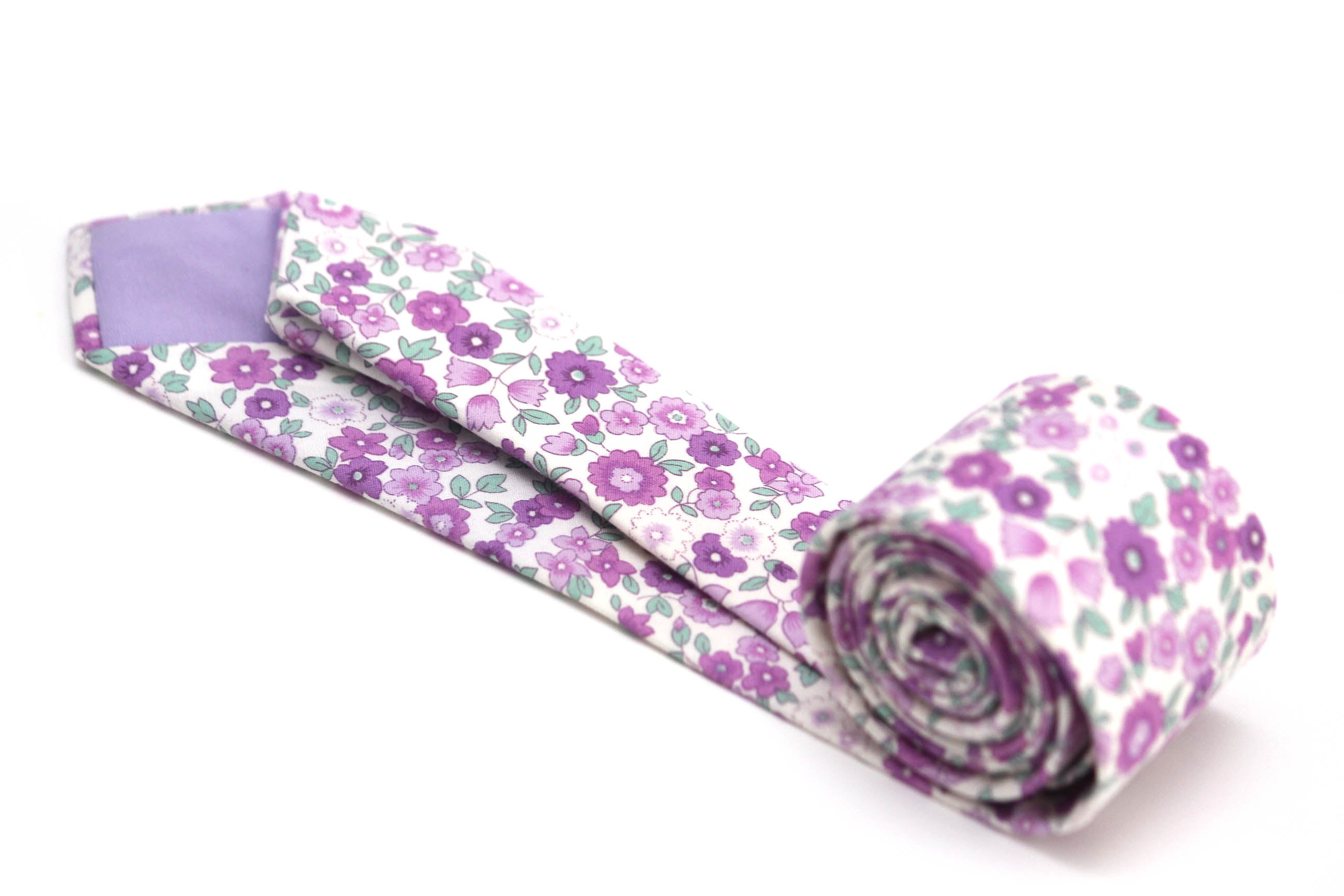 Lavender Purple Floral Cotton Necktie