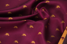 Load image into Gallery viewer, Gold Lion Griffin Embroidery on Purple Silk Fabric
