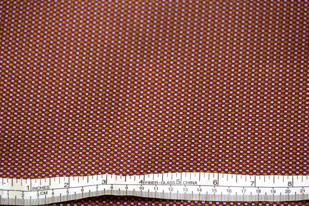 Gold Grey Maroon Small Ornament Silk Fabric 42" width