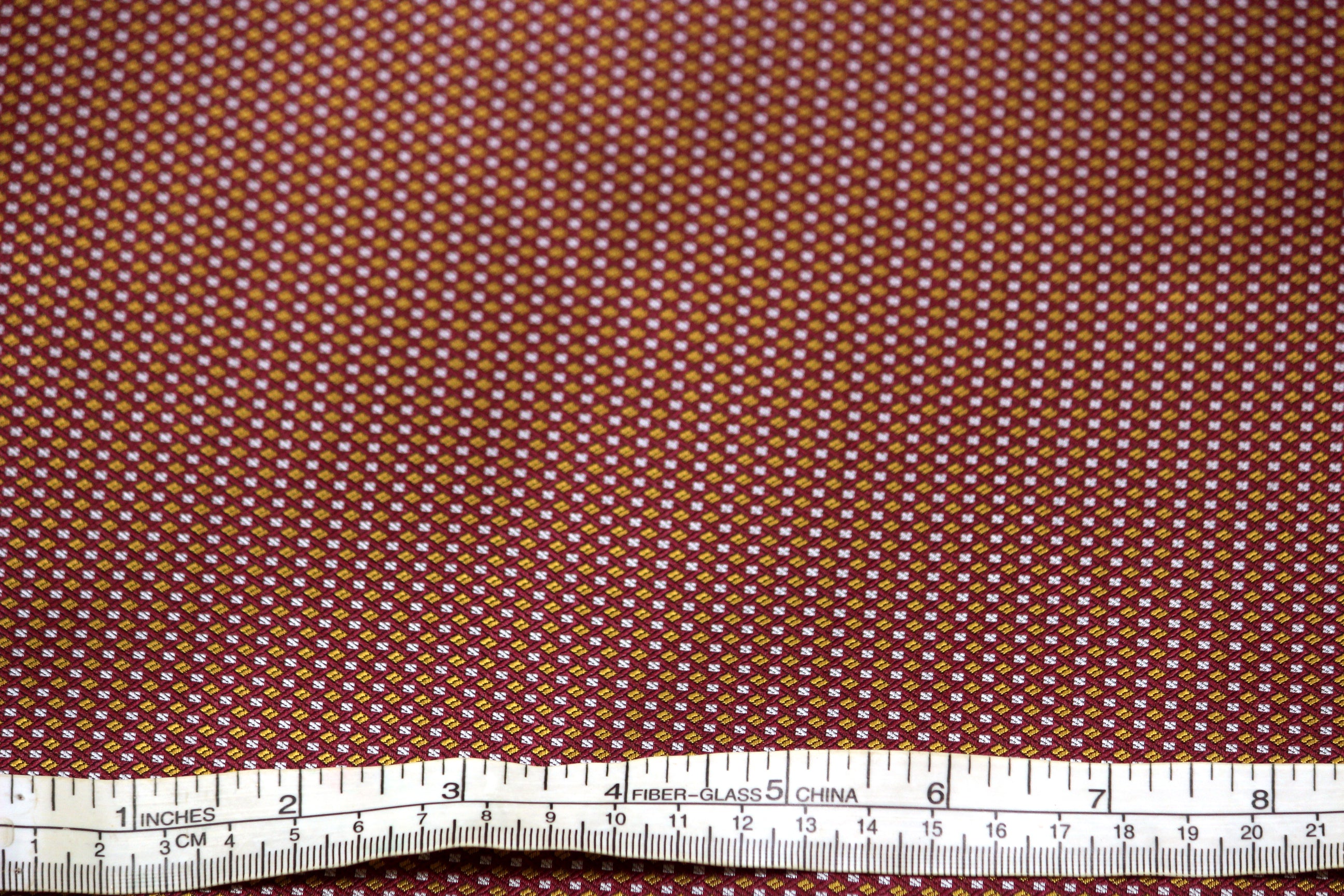 Gold Grey Maroon Small Ornament Silk Fabric 42" width