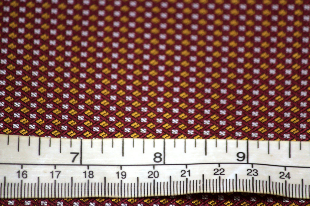 Gold Grey Maroon Small Ornament Silk Fabric 42" width