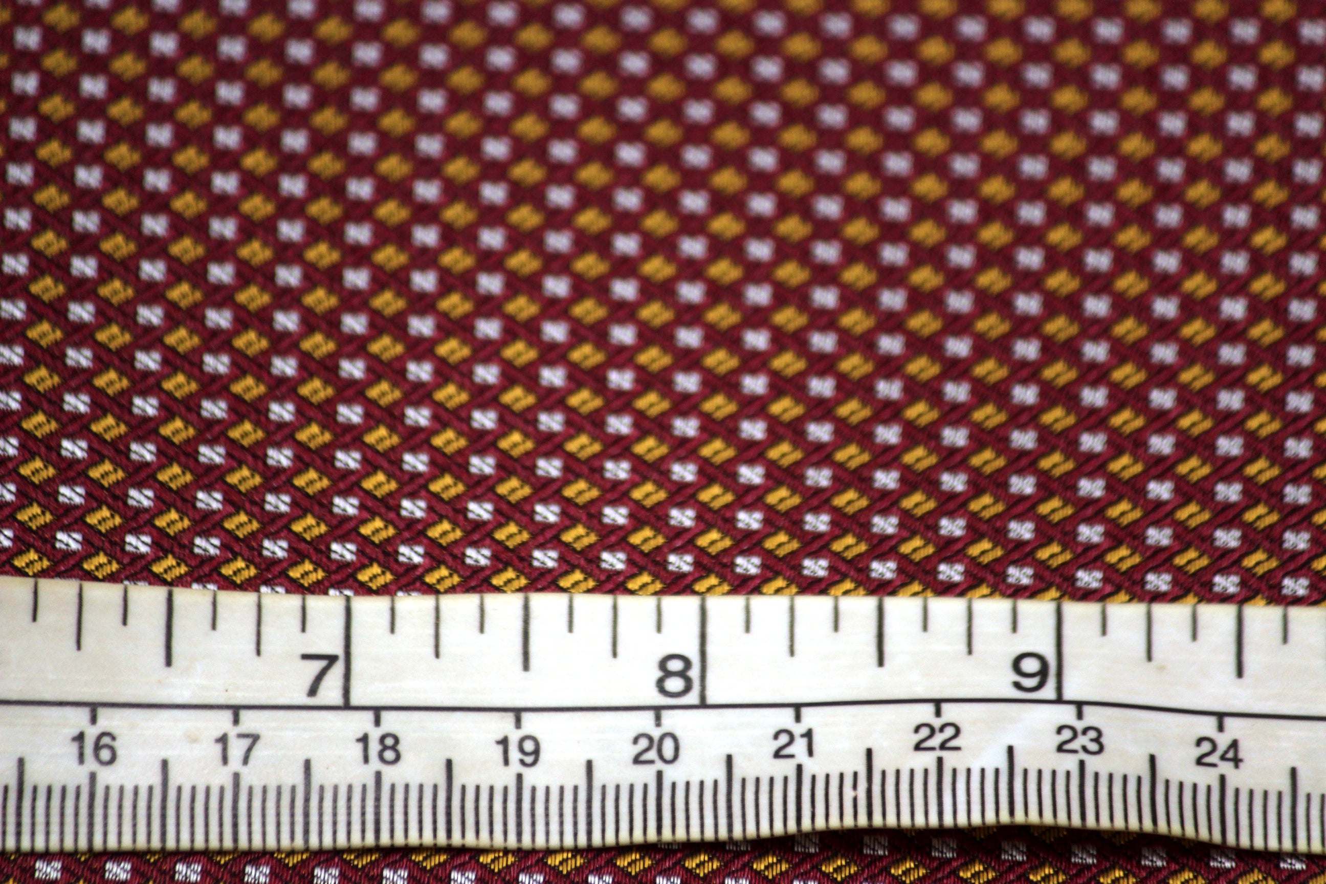 Gold Grey Maroon Small Ornament Silk Fabric 42" width