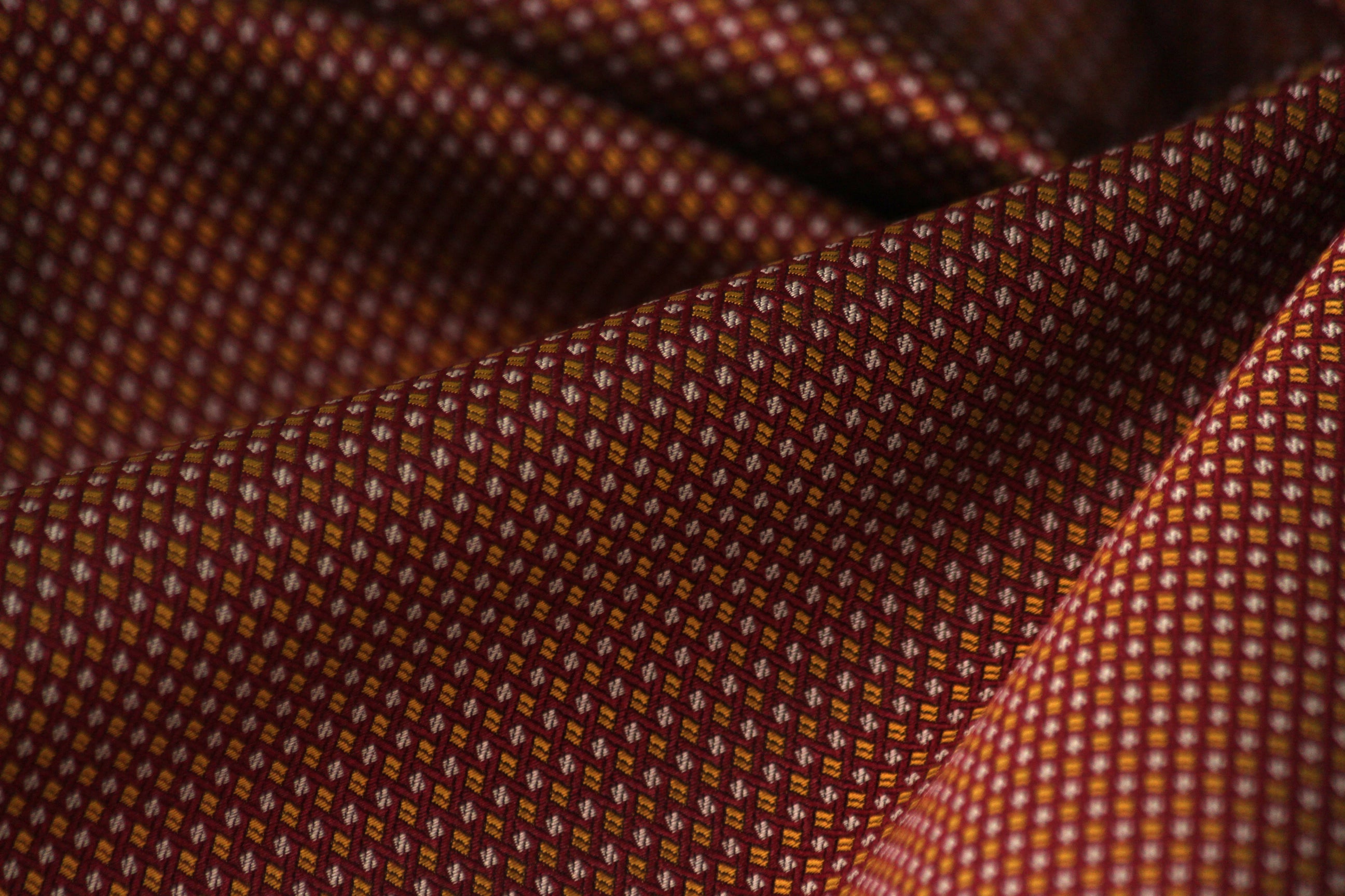 Gold Grey Maroon Small Ornament Silk Fabric 42" width