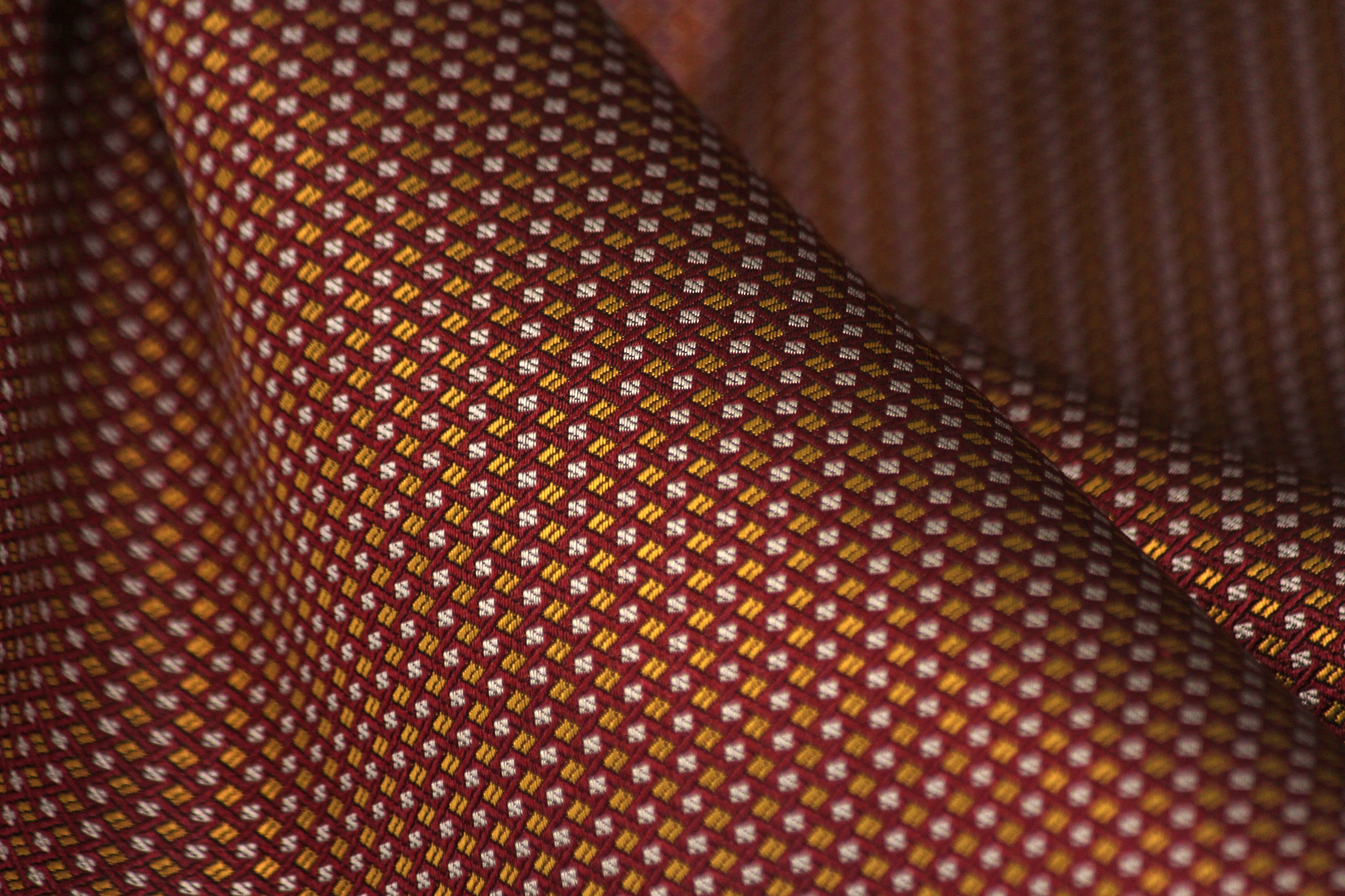 Gold Grey Maroon Small Ornament Silk Fabric 42" width